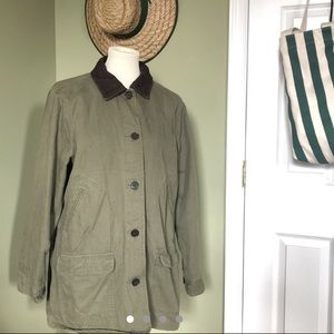 Lands End Collar Chore Coat Army Green L